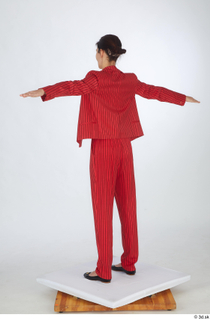  Cynthia black flat ballerina shoes dressed formal red striped suit standing t pose t-pose whole body 0004.jpg